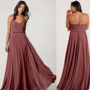 Jenny Yoo Inesse Chiffon Bridesmaid Gown in Cinnamon Rose Size 0